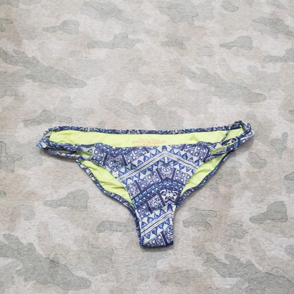 Victoria's Secret Bikini Bottom Womens Small Blue The Strappy Cheeky Swim - Picture 1 of 6
